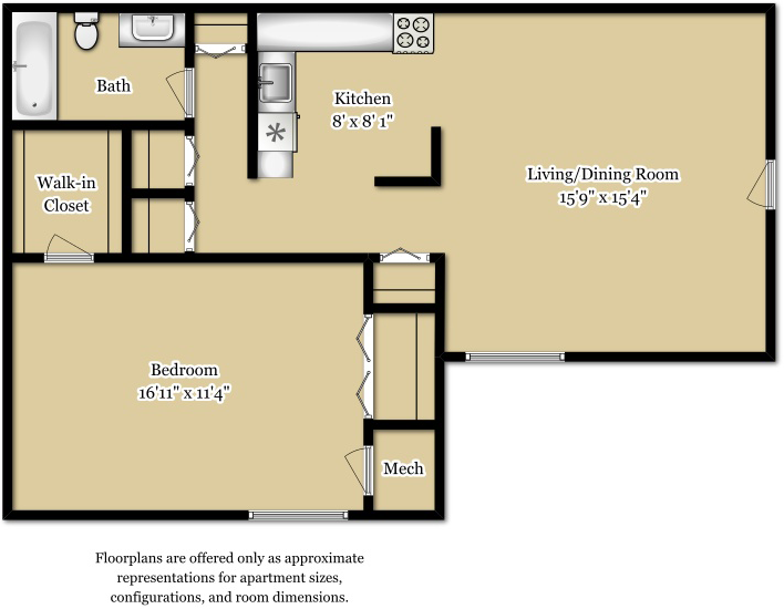 The Adams, 1 Bedroom, 1 Bath